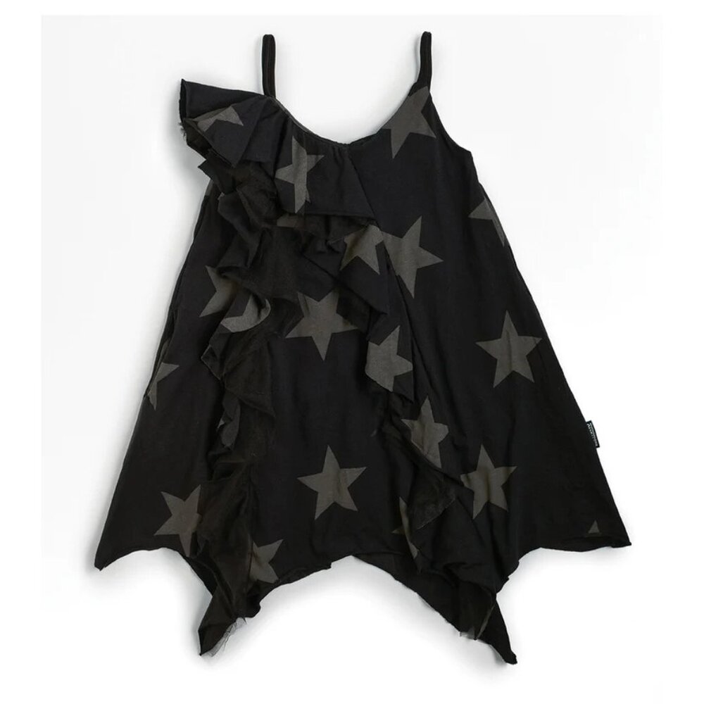 Nununu Star Ruffled Tank Dress in Black